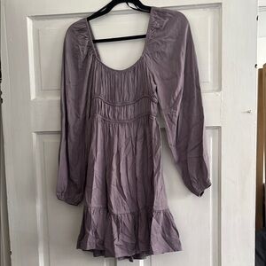 Women's Lavender Long-Sleeve Ruffle-Hem Dress